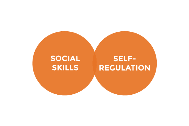 Two overlapping circles. One is labeled "Social Skills," the other circle is labeled "Self-Regulation"