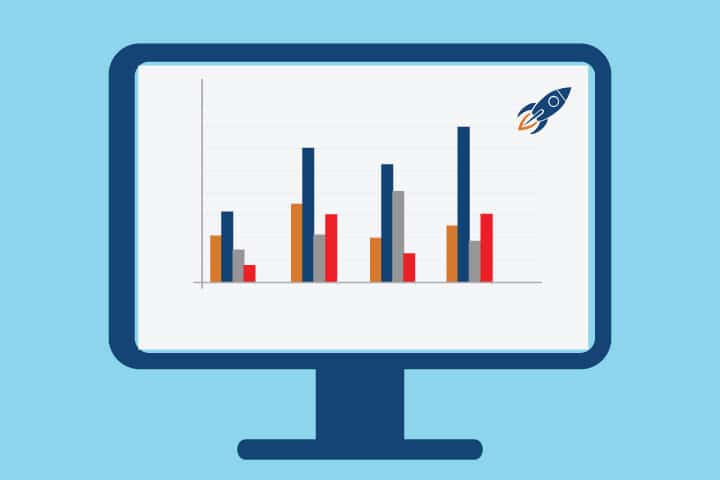 A computer displaying data